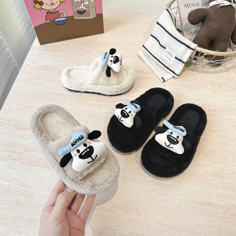 

Новое поступление 2023 года, хлопковая обувь, милые сандалии с героями мультфильмов, теплые зимние пушистые тапочки для девочек, женщин и детей