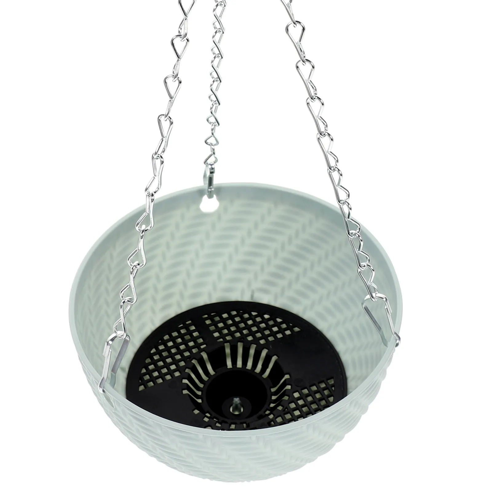 Hanging Planter Basket Light Blue Heavy Duty PP Plastic with Reinforced Metal Chains Waterproof Lining Indoor Outdoor Plant