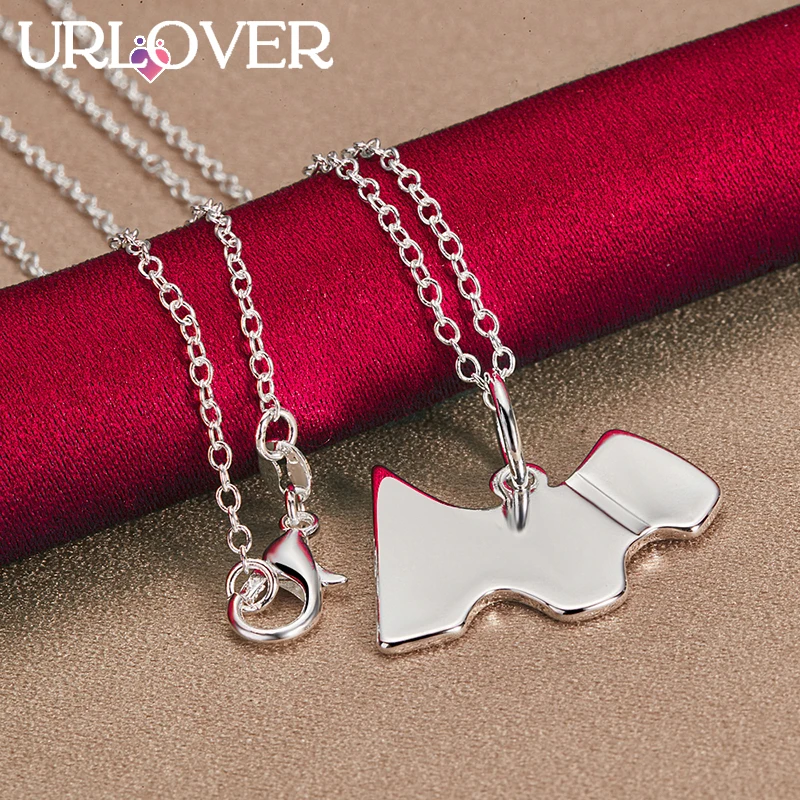 

URLOVER 925 Sterling Silver Necklace For Woman Cartoon Dog Tags Chain Necklaces Lady Party Birthday Wedding Fashion Jewelry Gift