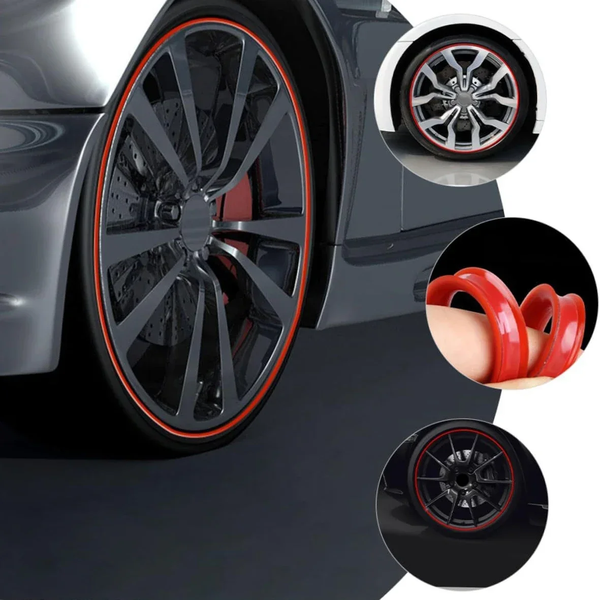 

1PC Universal 8 Meters Car Wheel Hub Ring Moulding Trim Bumper Decorative Strip Edge Protective Car Styling Exterior Accessories
