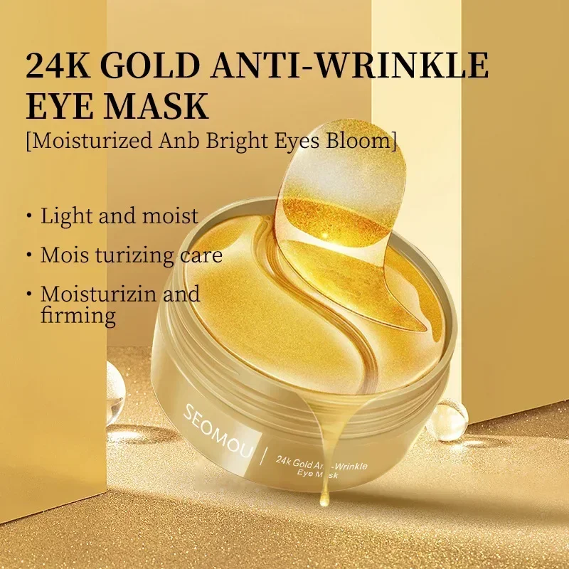 

24K Golden Eye Mask, Dark Eye Circles, Moisturizing Seaweed Eye Mask 60 Tablets