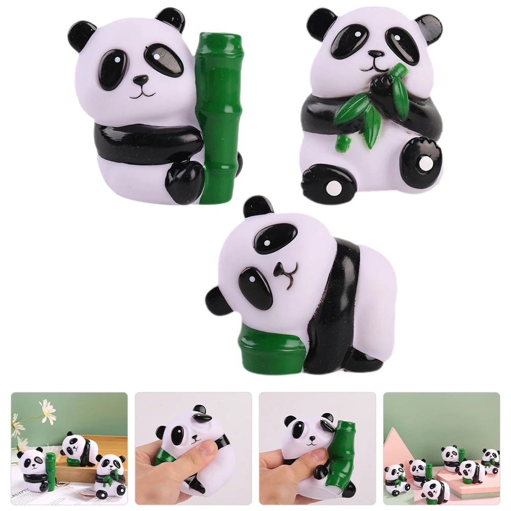 Funny Panda Squeeze Toys 3pcs Stretchy Fidget Sensory Kids Compact Party Favors Cartoon Gifts