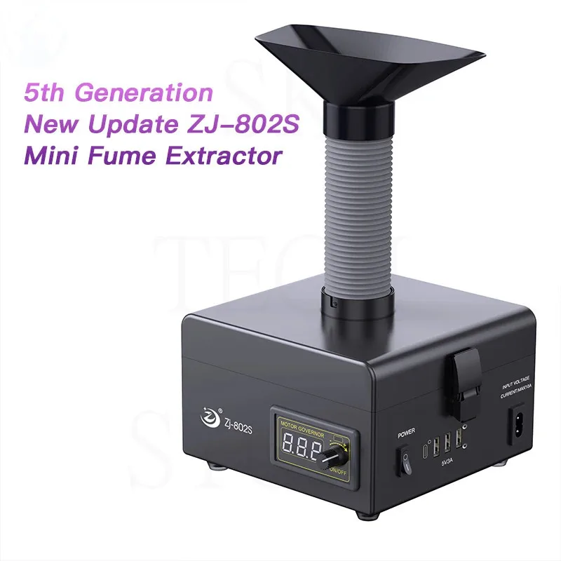 ZJ-802S New Fume Extractor Desktop Soldering Smoke Purifier Dust Purification System for Phone Repair Welding Absorbing Smoke