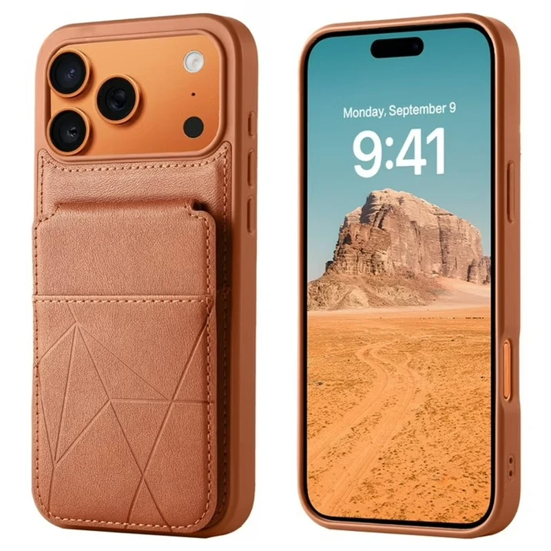 Multikartenfach-Leder-Brieftaschenhülle mit Ständer für iPhone Air 17 16 15 14 13 12 Pro Max iPhone 17 Pro Max Kartenhalter-Abdeckung