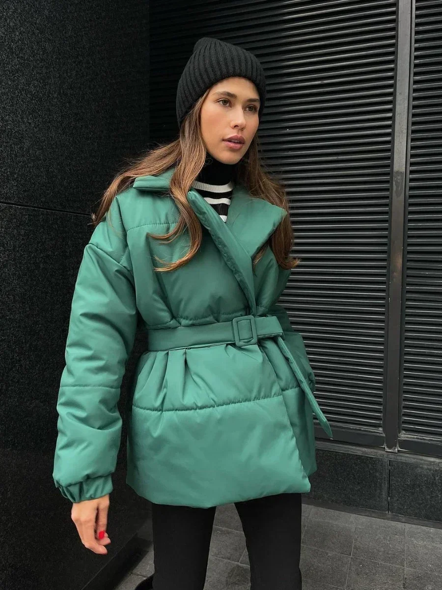 Damen Baumwolle Pufferjacke Winter Lose Parkas Mantel Vintage Brotjacke Outwear Büro Damen Warme Steppjacke