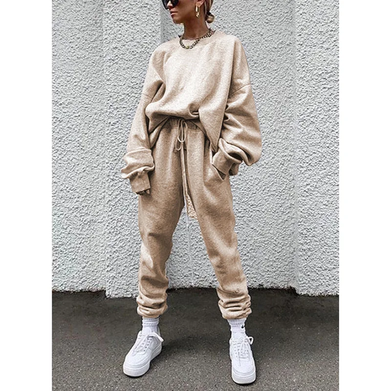 Herbst-Langarmhose für Damen Locker Lässig Einfarbig Bequeme Passform Neuer Stil Anzug – Detail 11