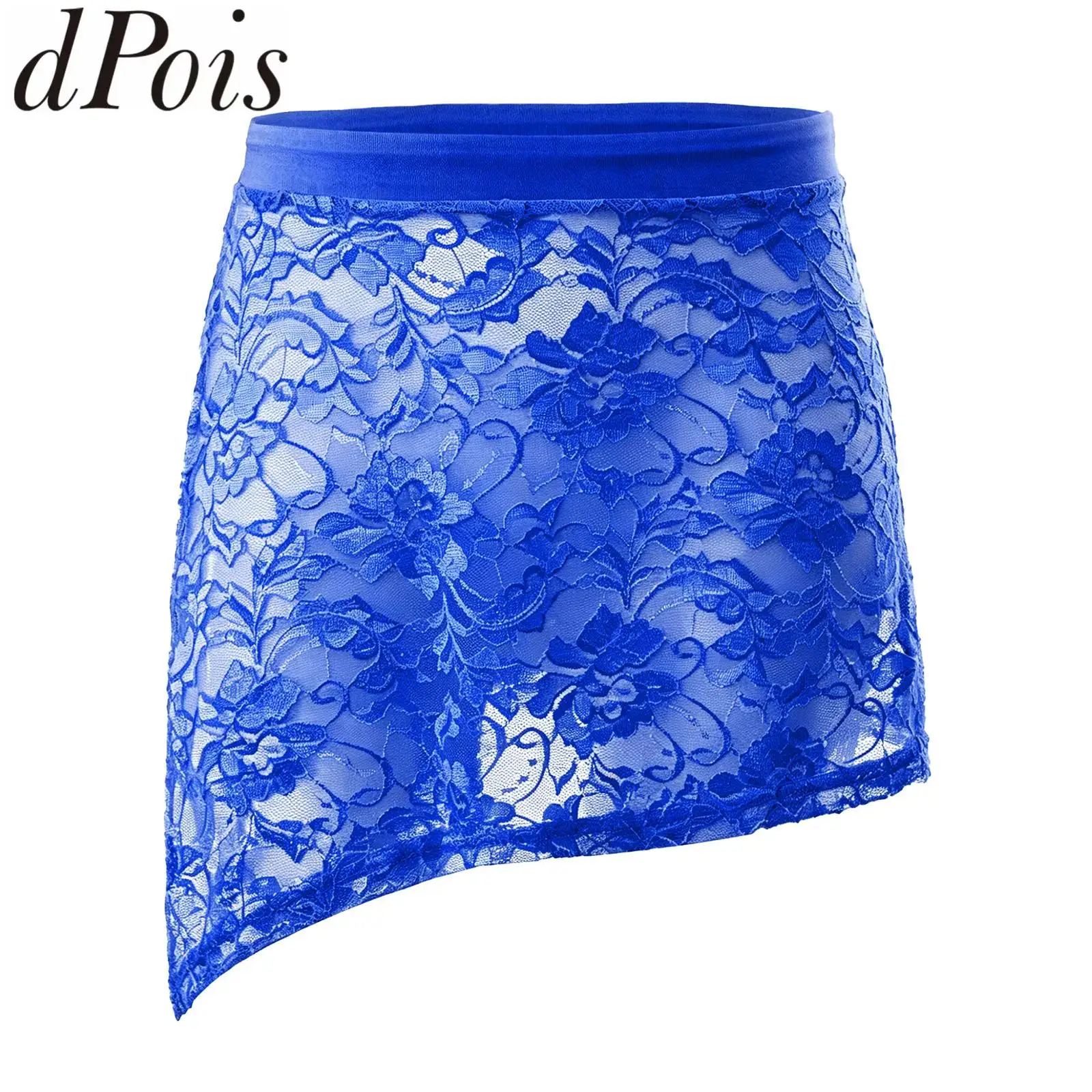 

Kids Girls Dancing Ballet Sheer Lace Skirts Elastic Waistband Side Split Skirt Bottoms for Dance Rehearsal Practice Performance