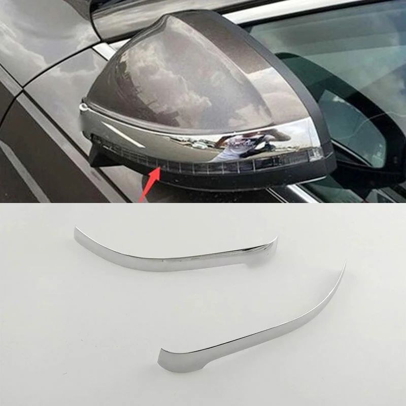 

ABS Chrome For Audi A4 b9 2016 2017 Accessories Car Rearview mirror strip Frame Cover trim Panel Sequins 2pcs