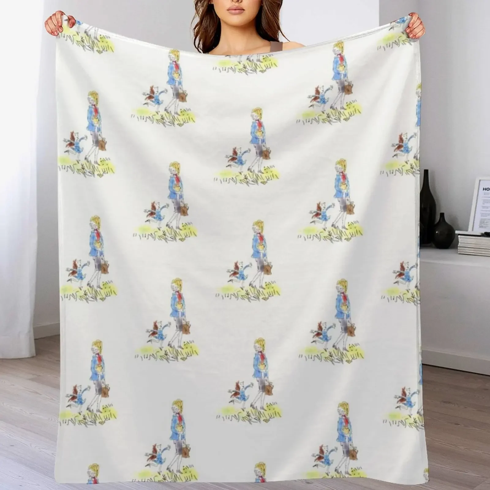 

Roald Dahl Miss Honey And Matilda Drawing Throw Blanket Extra Large Throw Tourist Vintage Flannel Fabric Blankets