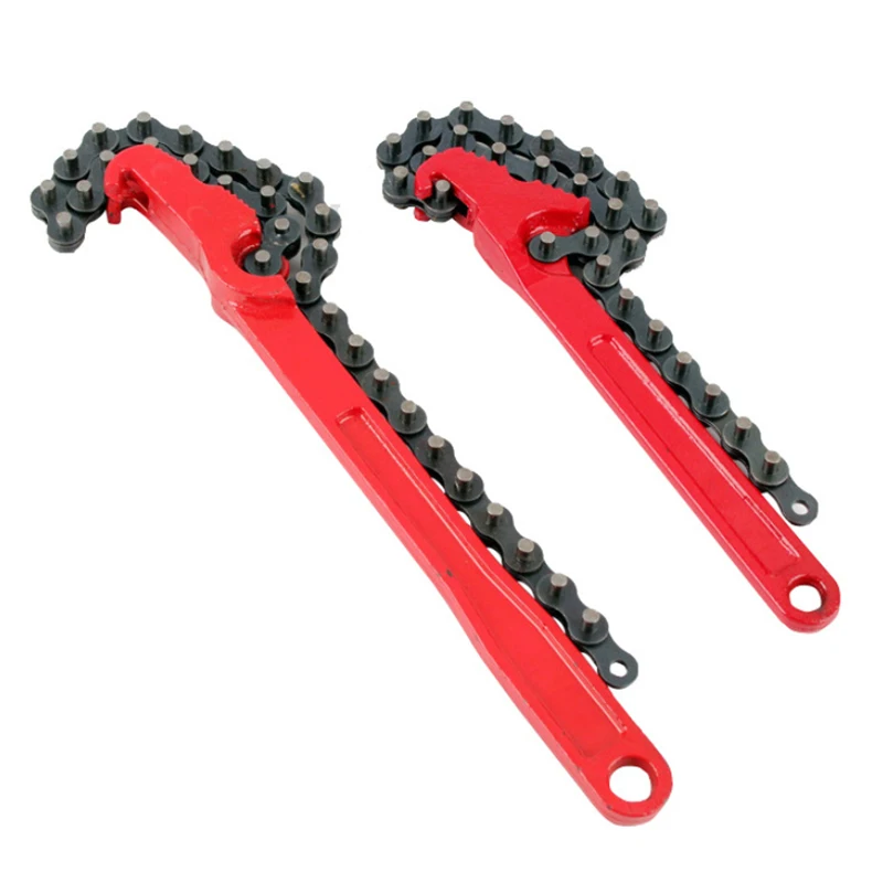 1pc ヘビーデューティラチェットチェーンレンチ可逆オイルフィルターツールパイプ継手ツールフィットオイルフィルターチェーンレンチプライヤー