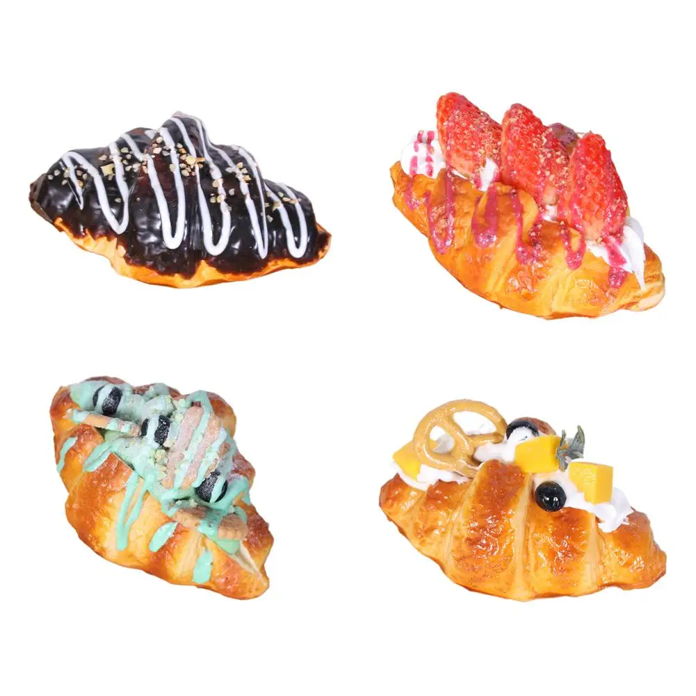 Simular pão squeeze brinquedo artificial croissant sobremesa falso comida decoração bolo modelo mesa de chá decoração brinquedos para aliviar o estresse