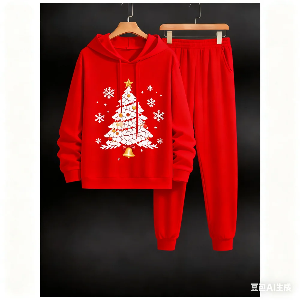 

Men's sweatshirt set autumn Christmas tree pattern hoodie for man new in hoodies & sweatshirts Hoodie two-piece set gift for men