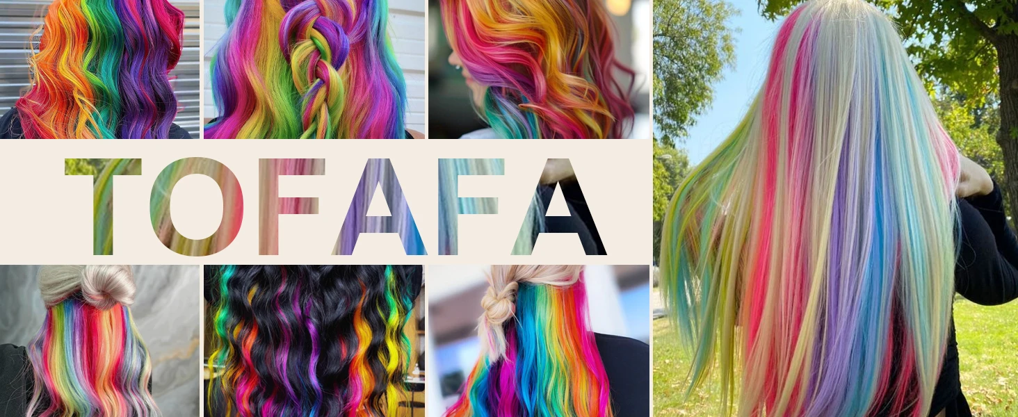 1 5 11 Pcs/lot Clip in Hair Extensions Multi-Colors Highlights Synthetic Hair 22 inch Rainbow Hairpieces for Girls Women Kids