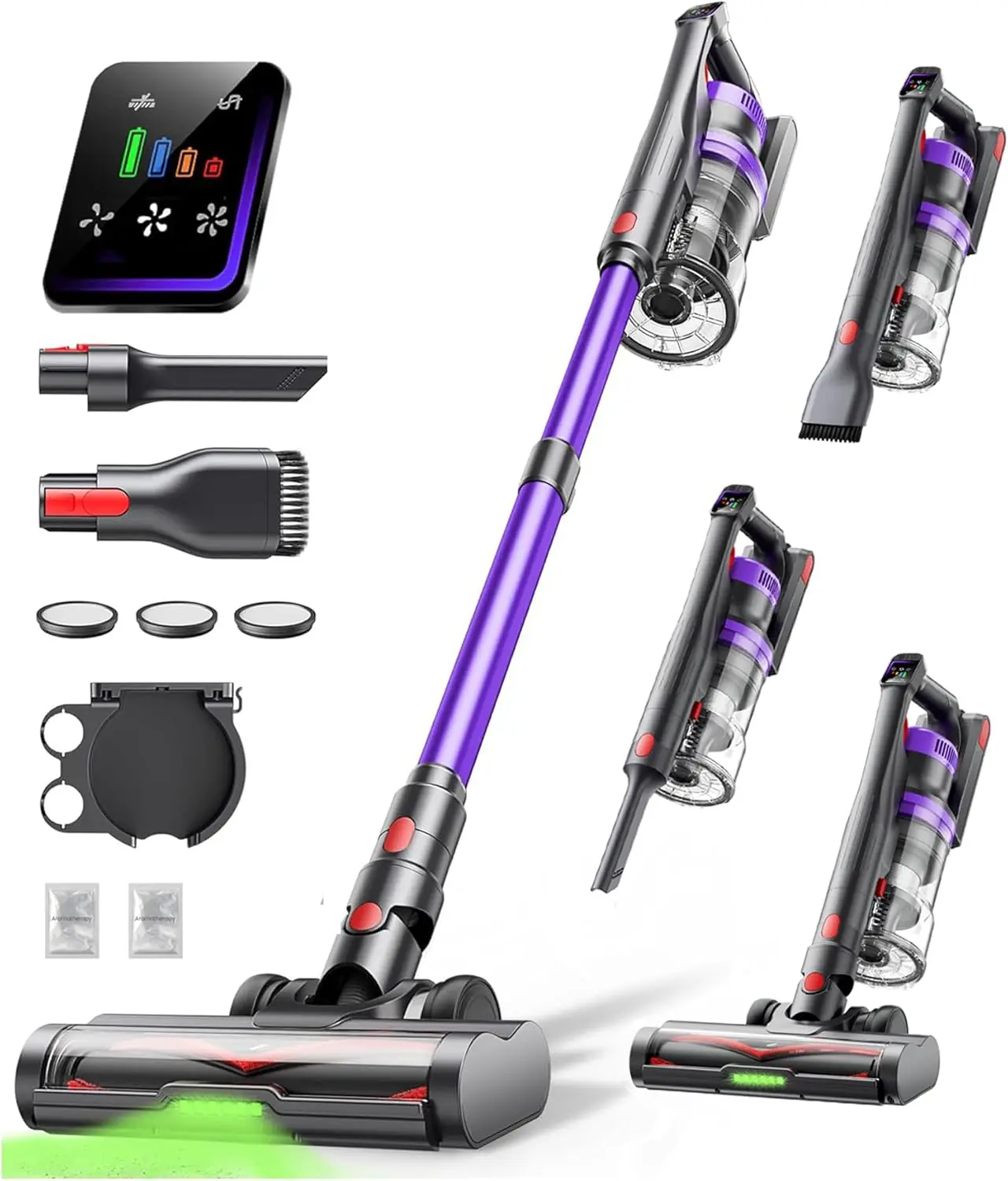 

Беспроводной пылесос, 50 кПа, 600 Вт, мощный вертикальный пылесос для дома, 65 минут работы, контейнер для пыли 1,8 л с функцией очистки одним нажатием, щетка с защитой от наматывания волос