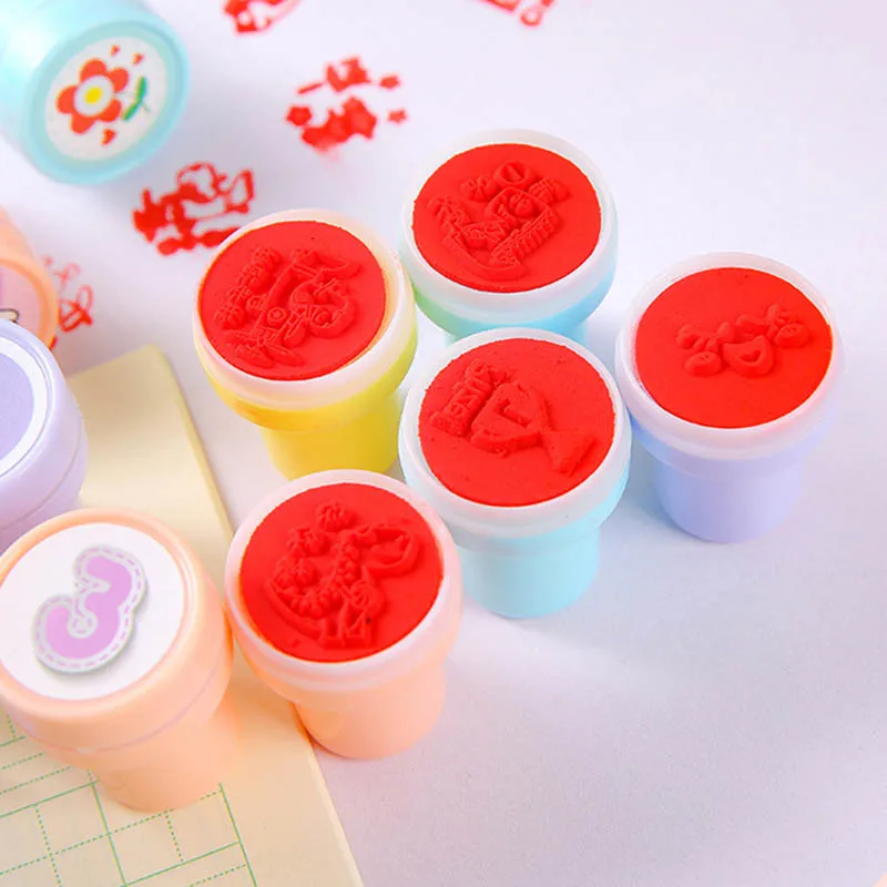 20 قطعة طوابع متنوعة للأطفال طوابع الحبر الذاتي الاطفال لعبة الحيوان ديناصور زهرة ختم سكرابوكينغ دهان داي ألبوم صور ديكور ﻿