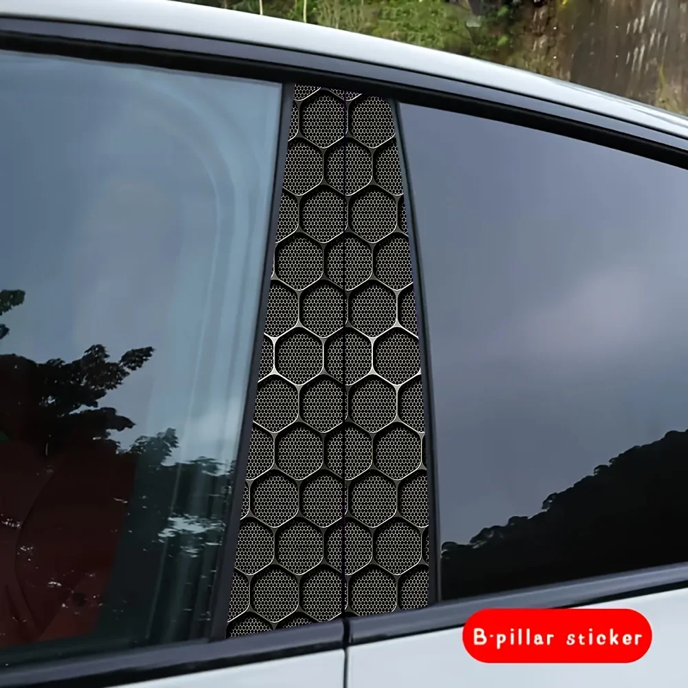 

2PCS Honeycomb Car B Pillar Stickers Auto Center Column Cover Scratches Waterproof Decoration DIY Car Doors Pillar Vinyl Decals