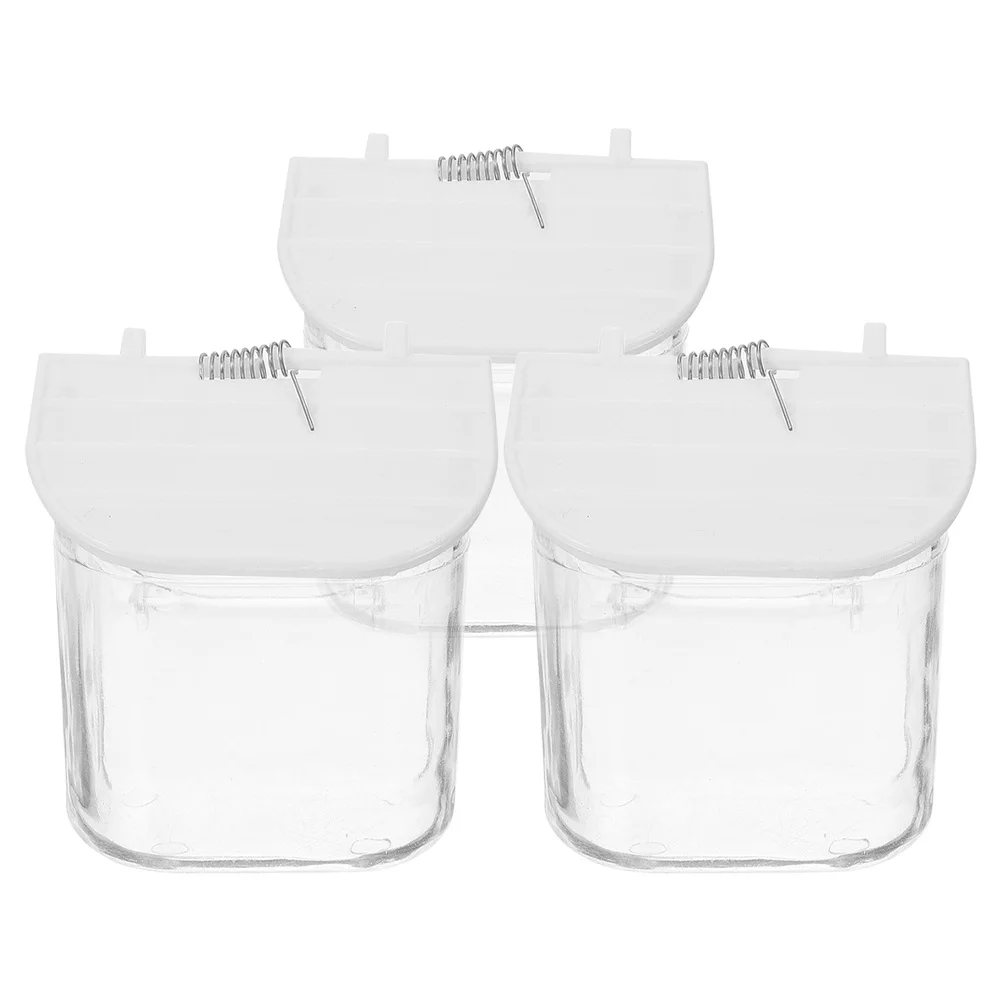 

3Pcs Bird Cage Food Holder Spillproof Hanging Spring Attached Cup Plastic Parrot Feeder Small Bird Treat Holder