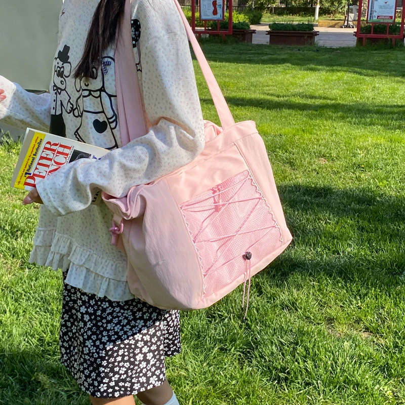 

Women's Large Capacity Travel Tote Bag Japanese Korean Style Casual Commuter Shoulder Bag Fashion Student Handbag for School