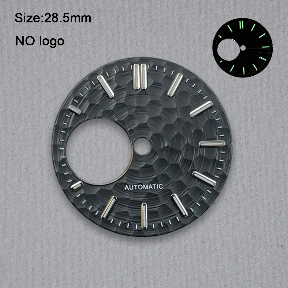 No Logo 28.5mm Hollow Out Blank Dial For NH38 Movement Green Luminous Custom Logo Watch Dials Hands Accessories Repair Tools