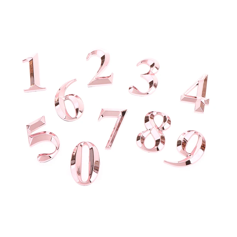 1pc 5cm Rose-red Home Sticker Address Door Resin Label Modern House Number Digital 0-9 Hotel Apartment Door Plate