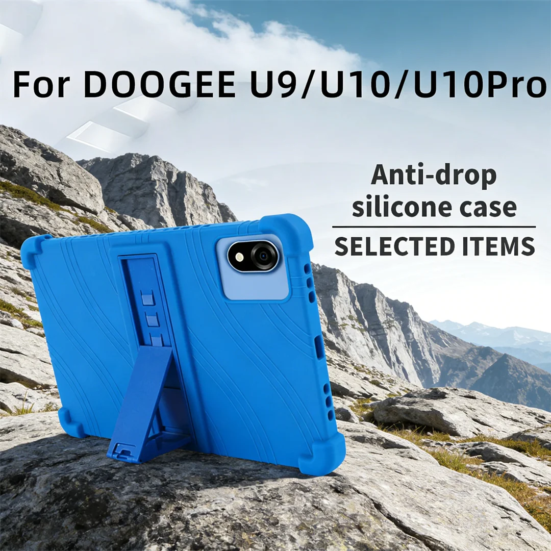

10.1" Kids Safe Silicone Case for Doogee T10 Pro/T10S/T10W/U9/U10 Pro, Shockproof Tablet Cover with Adjustable Kickstand
