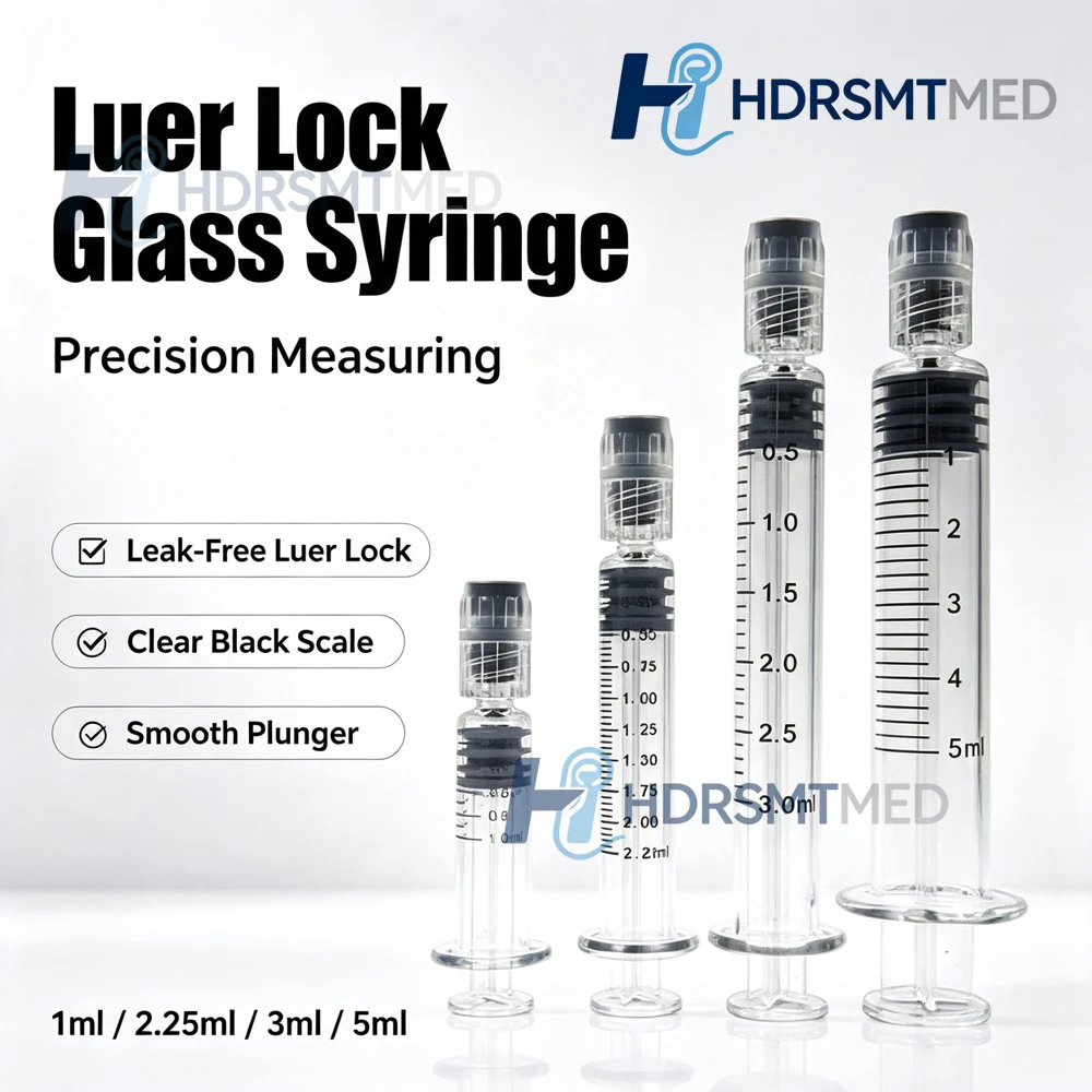 5-50PCS 1ml/2.25ml/3ml/5ml Glass Syringe Luer Lock Syringe Borosilicate Glass Prefillable Syringe Optional Capacity