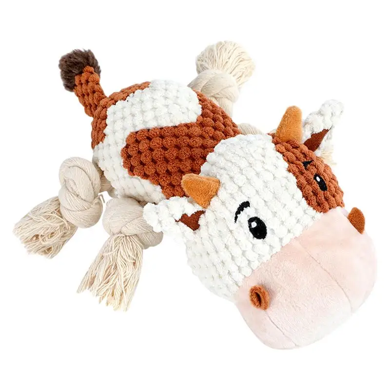 

Squeaky Toys For Dogs Soft Teething Toys Dog Chew Toy Plush Cow Interactive Dog Toys For Small Medium Large Dogs
