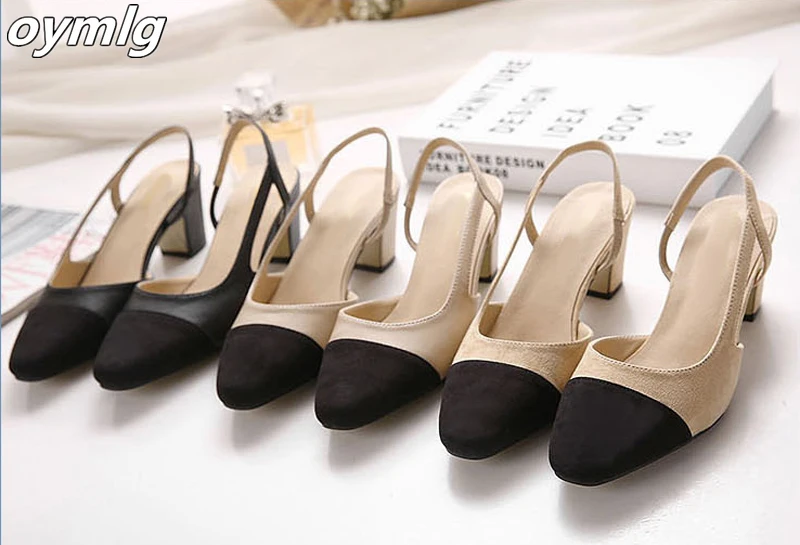 2020 Spring Europe Fashion High Heels Sandals Ladies Party Dress Shoes Pointed Toe Slingback Shoes Women Mixed Colors Sandals