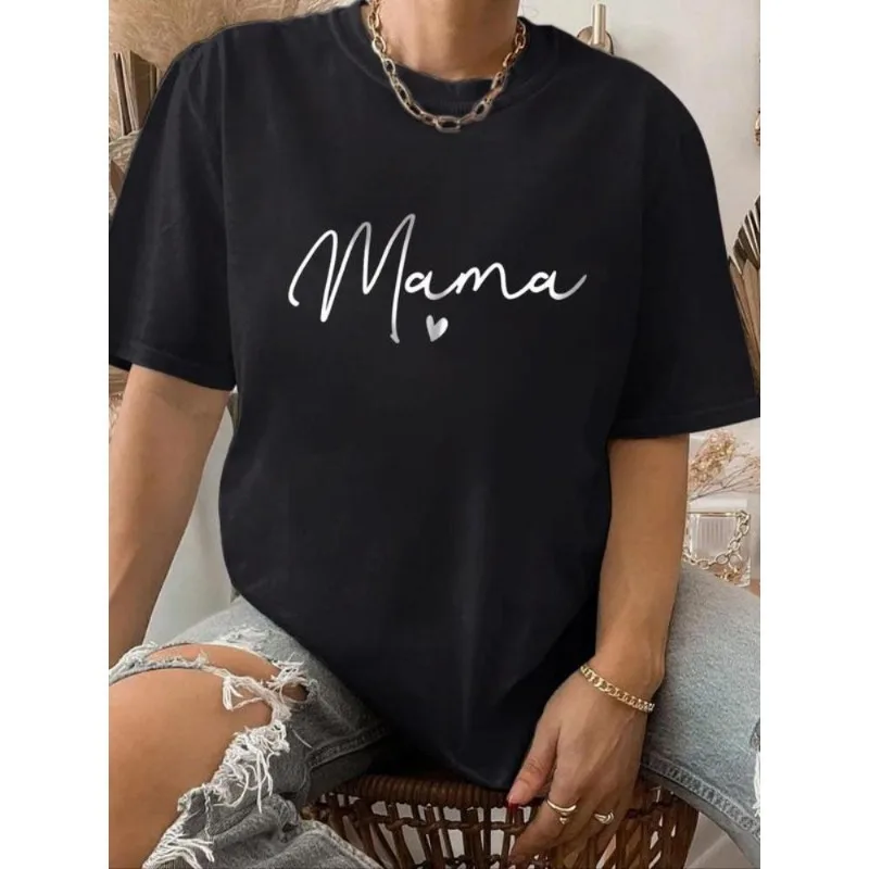 

Mama T Shirt Casual Graphic Tee Mothers Day Gift For Mom Cute Mama Shirt Oversized Casual Top Women Short Sleeve Summer Tee
