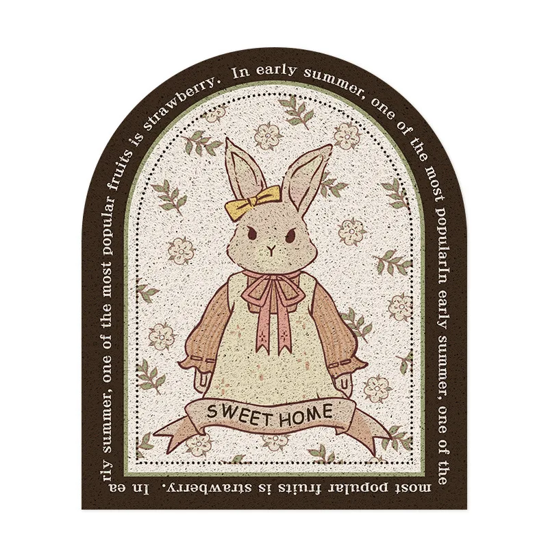 Nordic Style Pastoral Rabbit Arch Entrance Floor Mat Porch PVC Wire Loop Carpet Wear-resistant Door Mat