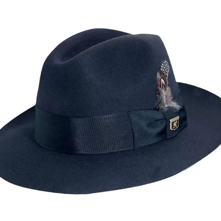 قبعة من جلد الغنم مزينة بشريط بلون سادة، قبعة عصرية من الصوف الخالص لموسيقى الجاز #3