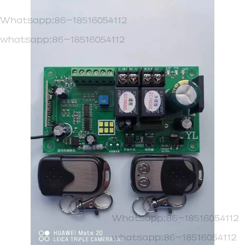 24V General Mechanical Limit Garage Door Motherboard 315M433M Flap Door Controller Receiving Board with Dual Remote Control