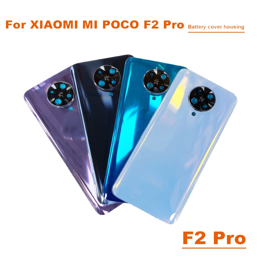 For Xiaomi mi Poco F2 Pro Back Battery Cover Rear Housing Door Glass Case With Adhesive Sticker + with Logo