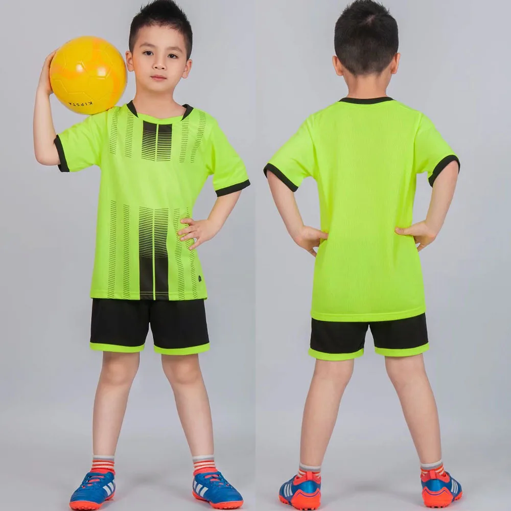 Children Soccer Uniform Sets Custom Dry Fit 2 Piece Boys Girls Short Sleeve Shirt & Shorts Training Football Jersey Kids Outfit