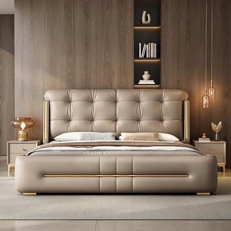 

Italian Aesthetic Double Bed Storage Elegant Low Profile Double Bed Modern King Frame Letto Matrimoniale Bedroom Furniture