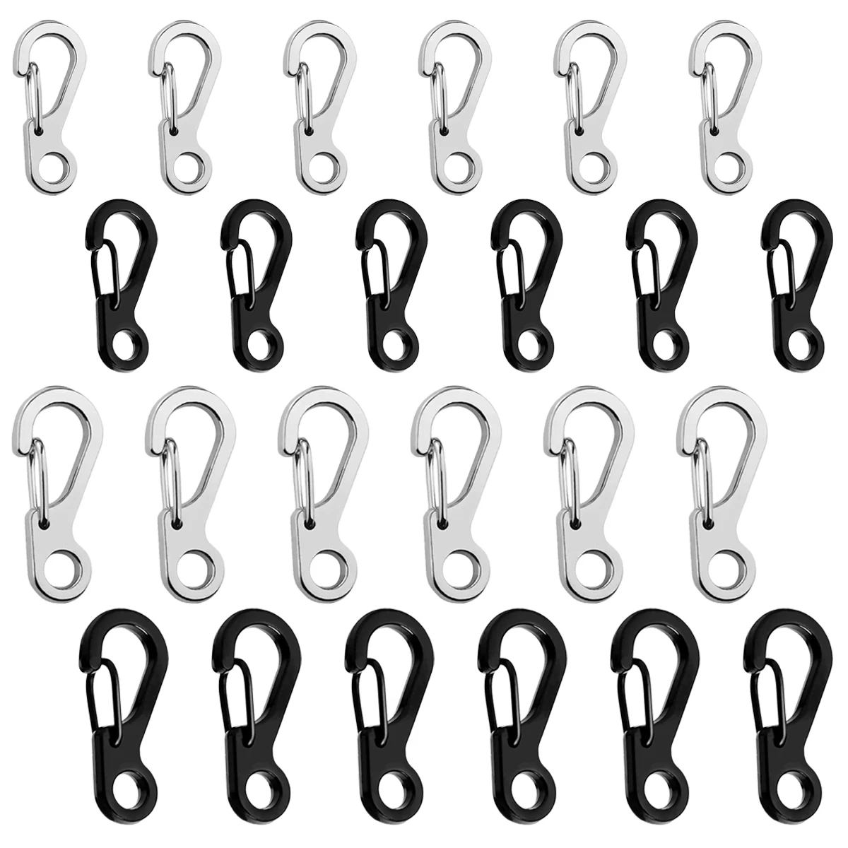 30 Pcs Mini Carabiner Clips Spring Snap(2 Size) Hook for Bags Keychain Camera Strap Pet Leash Ropes Chains and DIY Accessories