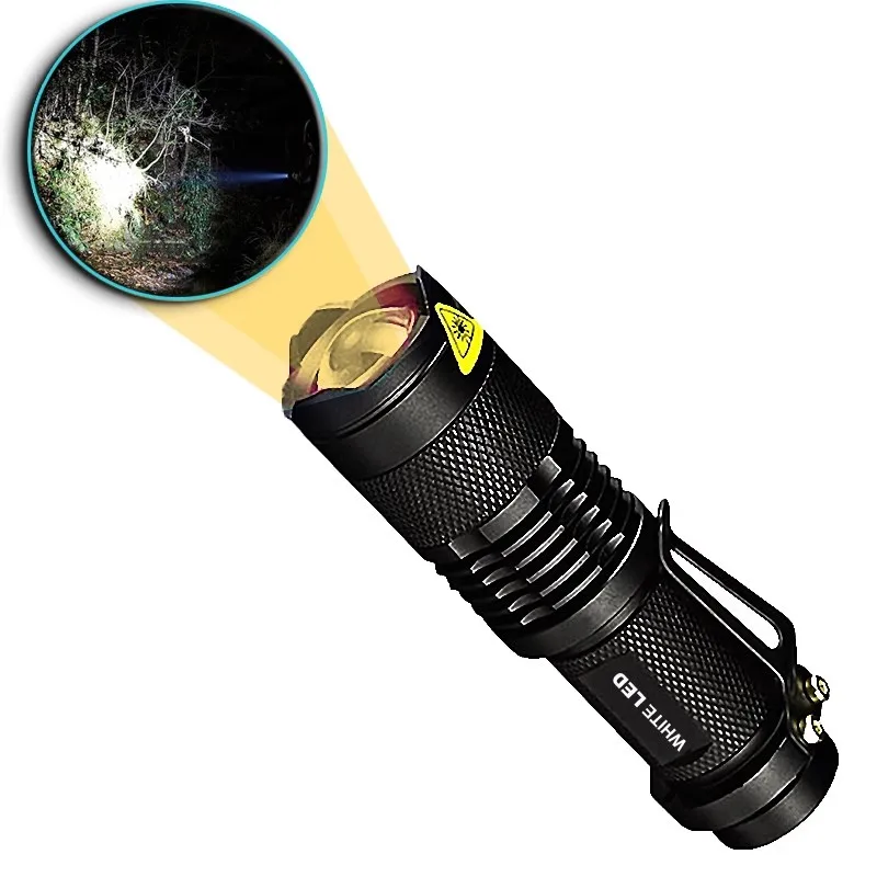 7W 300LM SK-68 1-Modes Mini Light Black Q5 LED Tactical Flashlight Red light, Green light, Blue light, White led light