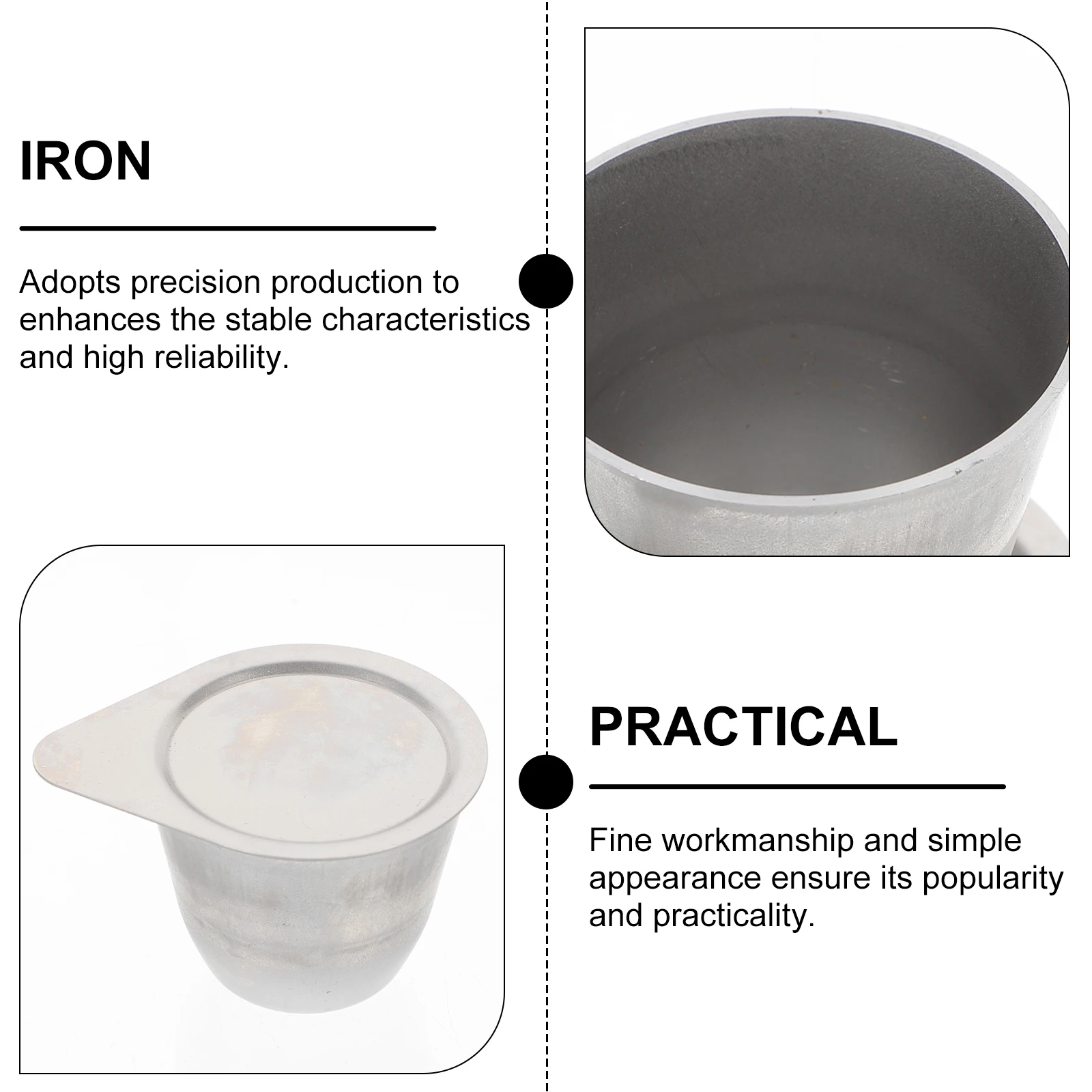 High Temperature Resistant Crucible Melting Laboratory Metal Cup Lid Multifunction Durable Iron Casting Refining Tool