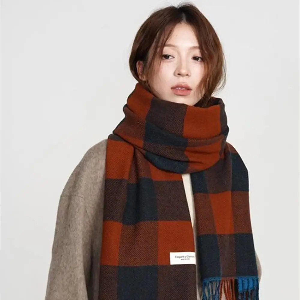 Scarf Female Winter Korean Version Double Sided Imitation Cashmere Shawl Neck Warmer Long Scarves Thick Warm Wild Scarf Shawl