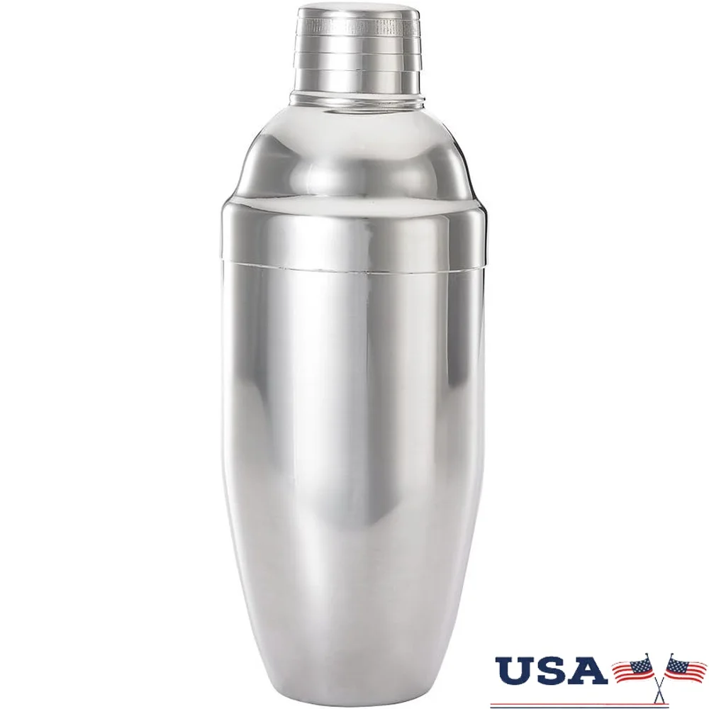 

Stainless Steel Cocktail Shaker 24oz 700ml Heavy Duty Barware Essential with Strainer Easy Pouring Cap and Top