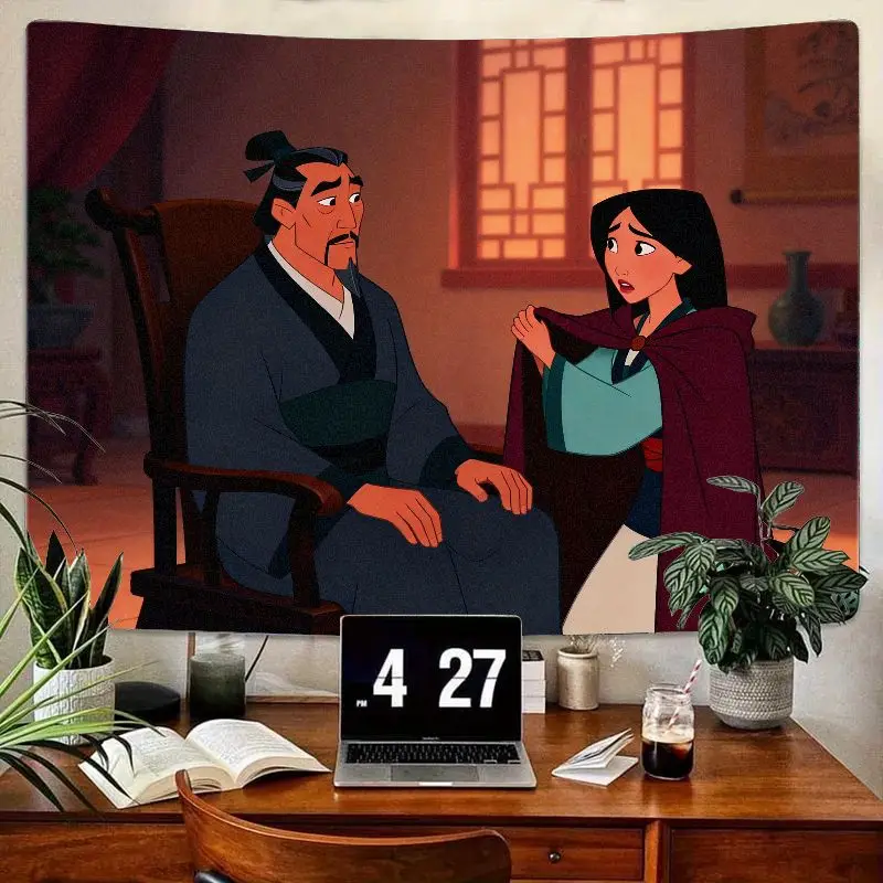 

1 шт. Дисней Мулан Фа Чжоу «Храбрый дочь отец» подарок гобелен современный полиэстер настенное искусство спальня декор для гостиной для фанатов Мулан