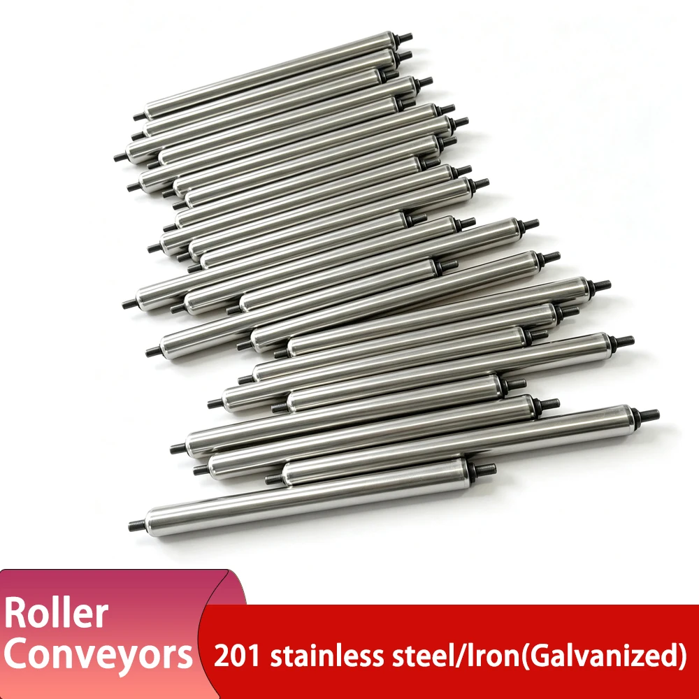 1Pcs 201 Stainless Steel / Galvanized Roller Conveyors Total Length 100 150 200 250 300 350 400 450 500mm Dia 25/32/38/50/60mm