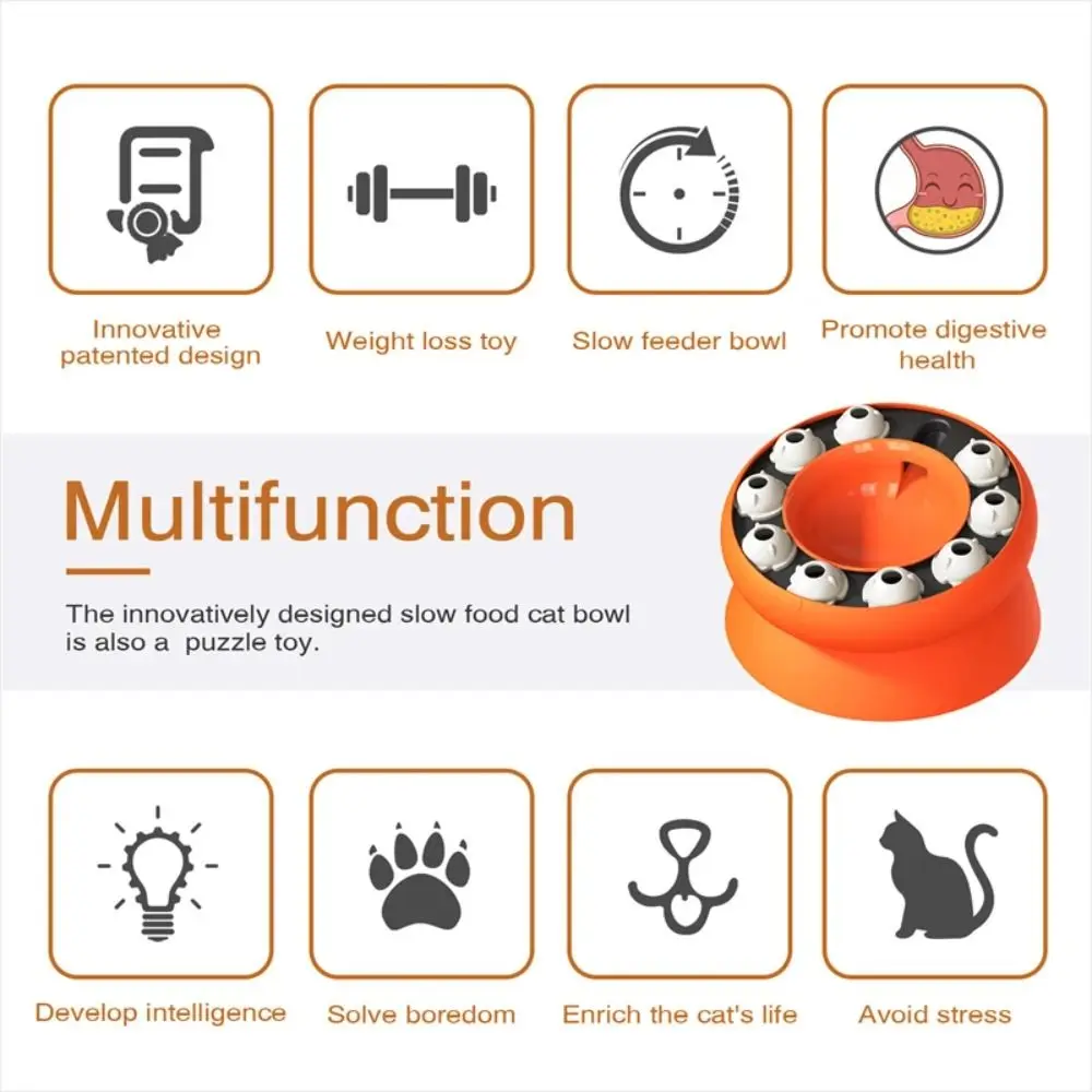 Slanted Design Cat Bowl Puzzle Toy Multifunction Funny Pet Feed Bowl Interactive Rotatable Cat Puzzle Feeder