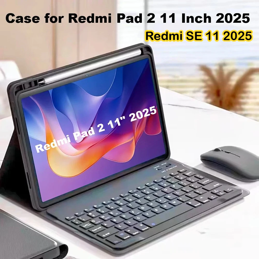 NEW Magnetic Keyboard Case for XIAOMI Redmi Pad 2 11 Inch 2025 PU Bluetooth Keyboard Shockproof Cover for Redmi Pad SE 11