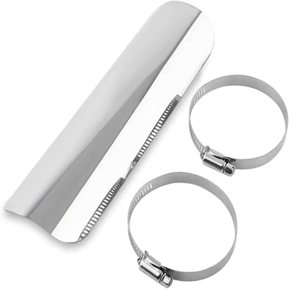 Durable Bent Shape Exhaust Heat Shield Easy Installation Silver Motorcycle Heat Shield Exhaust Muffler Guard Burn Protection