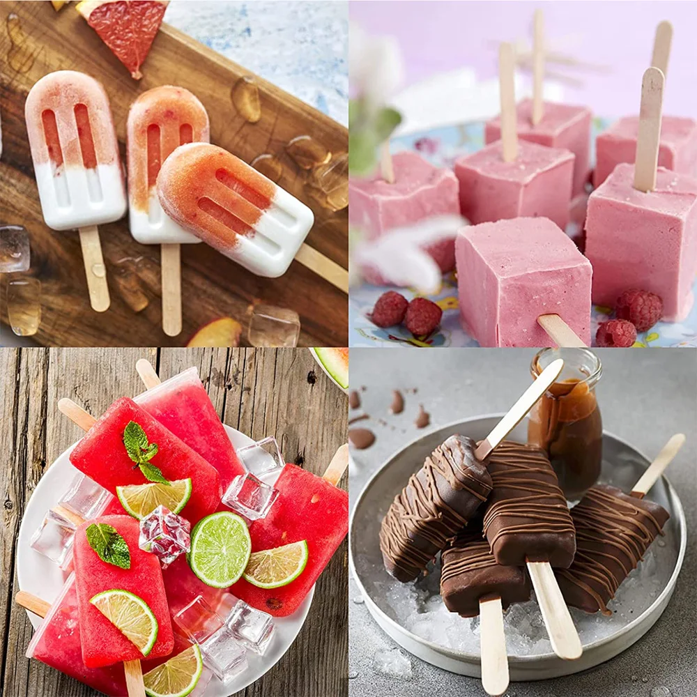 50pcs/set Ice Cream Stick DIY Handmade Wooden Stick Long Rod Birch Ice Cream Stick Ice Cream Stick