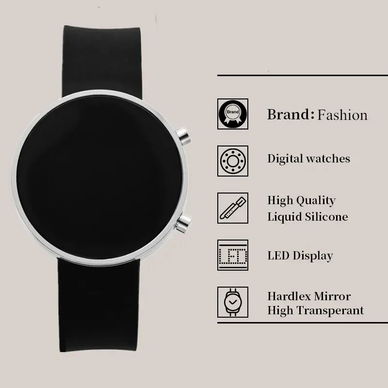 ファッション LED デジタル時計女性男性カジュアルスポーツ女性の腕時計シリコーンシリコンバンド電子時計モントルファム