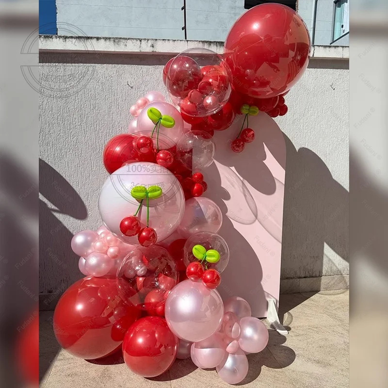 ערכת קשת בלונים בעיצוב דובדבן 90 חלקים