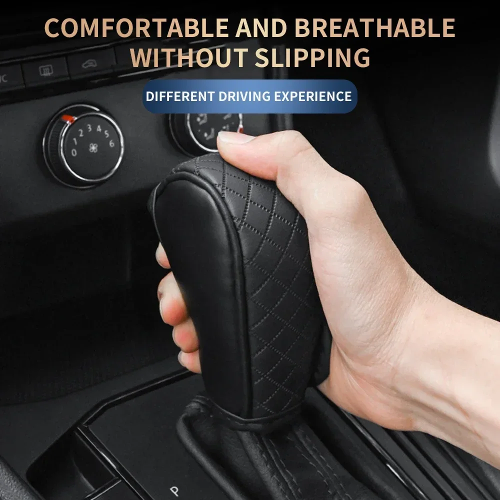 Car Shift Handle Cover Leather Universal Non-Slip Wear-resistant Shift Knob Decor Protective Interior Accessories