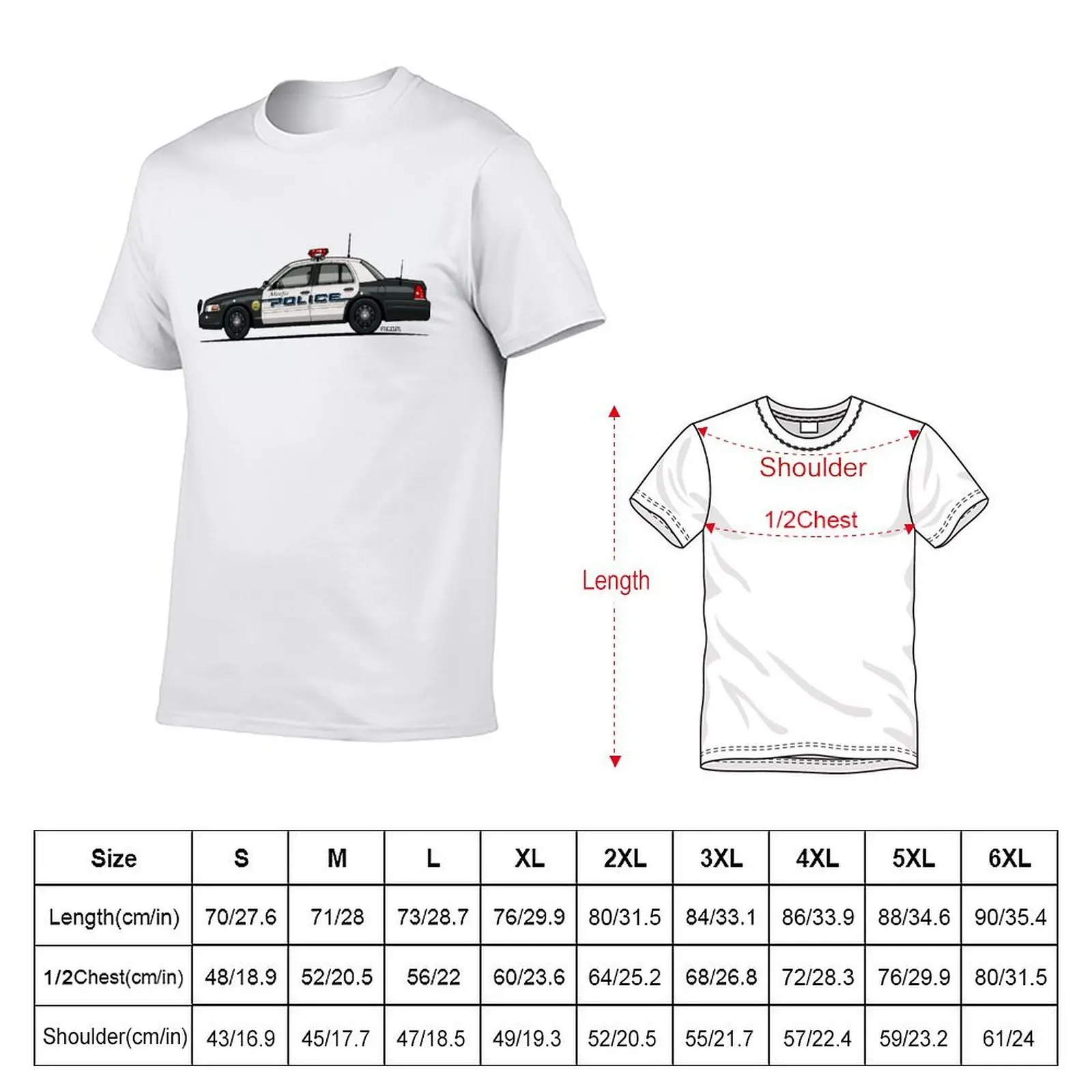 Police Department Menifee V1c Police Interceptor F0rd Cr0wn Cop Car T-Shirt Large Size Basic Casual T-Shirt